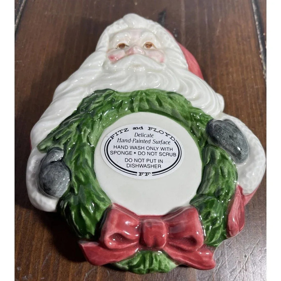 Fitz and Floyd Japan Christmas Holiday Santa Wreath Canape Plate‎ Wall Decor - Picture 1 of 2